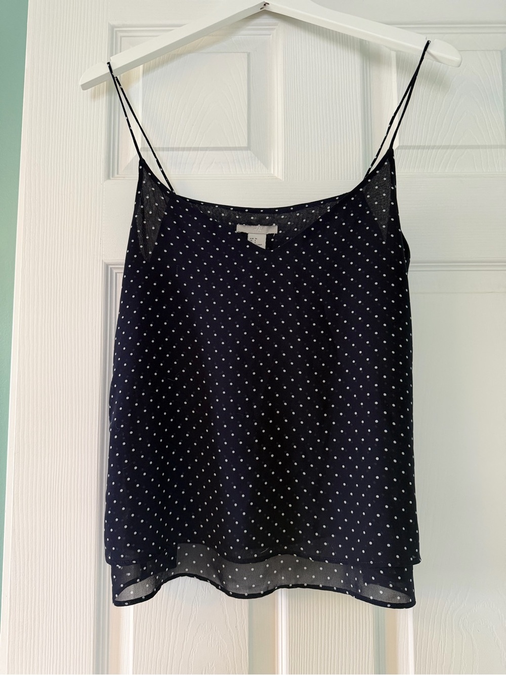 Polka Dot Chiffon Cami Tank Top - Navy